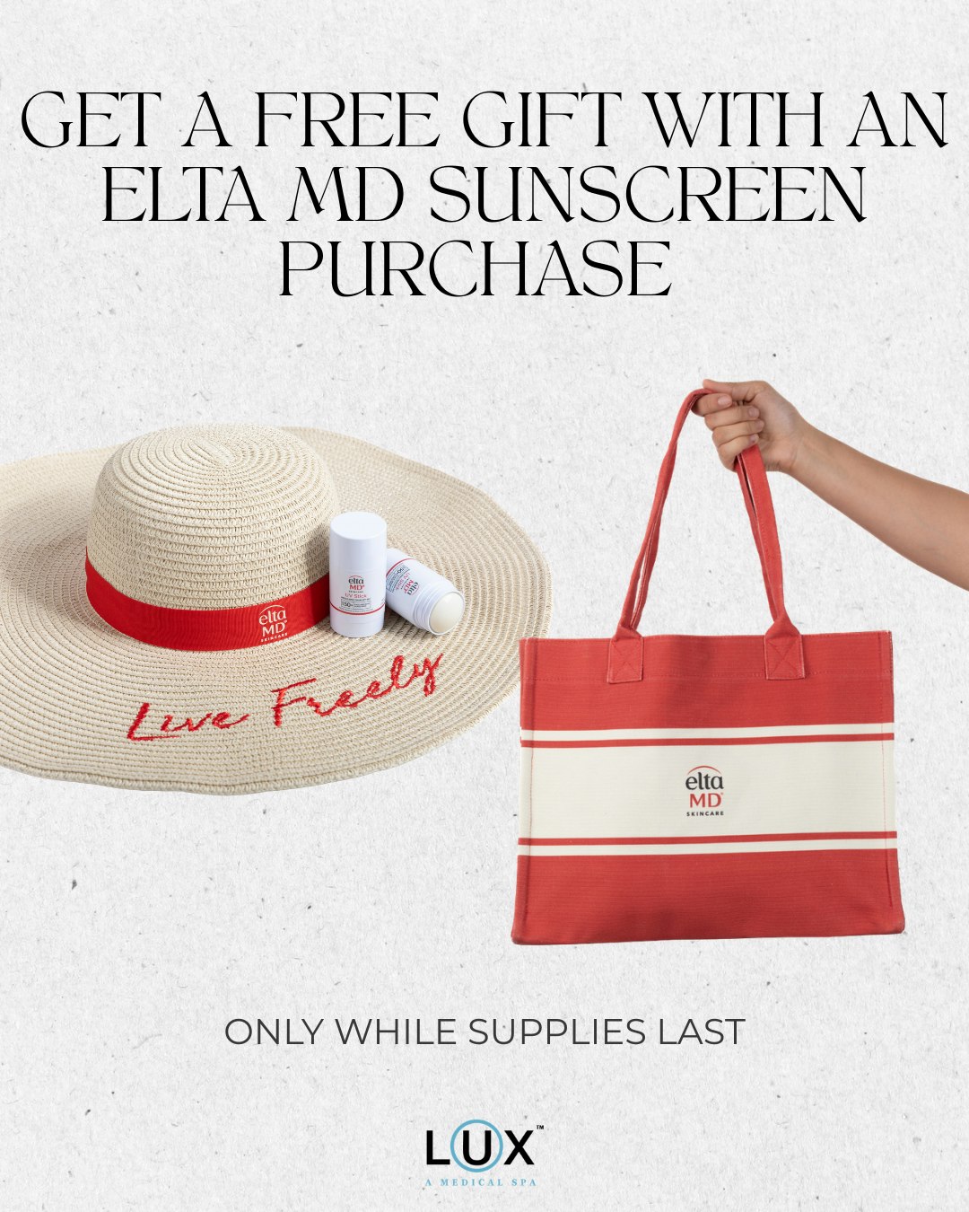 More than SPF. 🤍 Purchase any EltaMD product in-office and get a free limited-edition sun hat or bag—your choice, while supplies last! Stop by or book your visit today through the link in our bio.