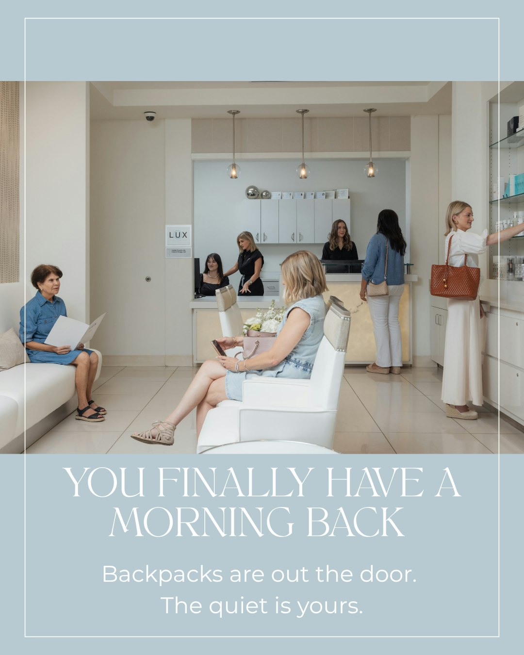 Kids are back to school across the Lowcountry. Backpacks are out the door. The house is quiet. For the first time since June, this morning is yours. ✨👏🏼

That gap in your Tuesday? It’s the easiest booking window all year — before soccer practice, PTA meetings, and homework help fill it back in.

Whatever you’ve been putting off since spring, this is the morning to do it. Call (843) 548-1160 to book your consultation at our Bluffton, Hilton Head, or Beaufort location.