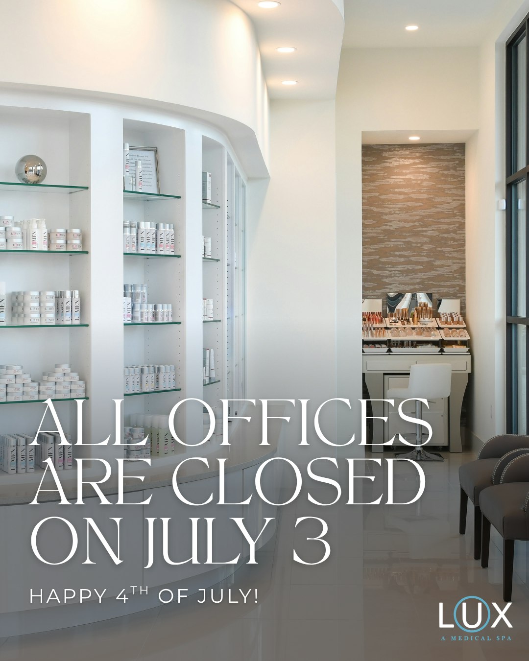 As a reminder, we will be closed tomorrow, Friday, July 3rd. Wishing everyone a safe and beautiful 4th of July weekend with friends and family! ✨🇺🇸