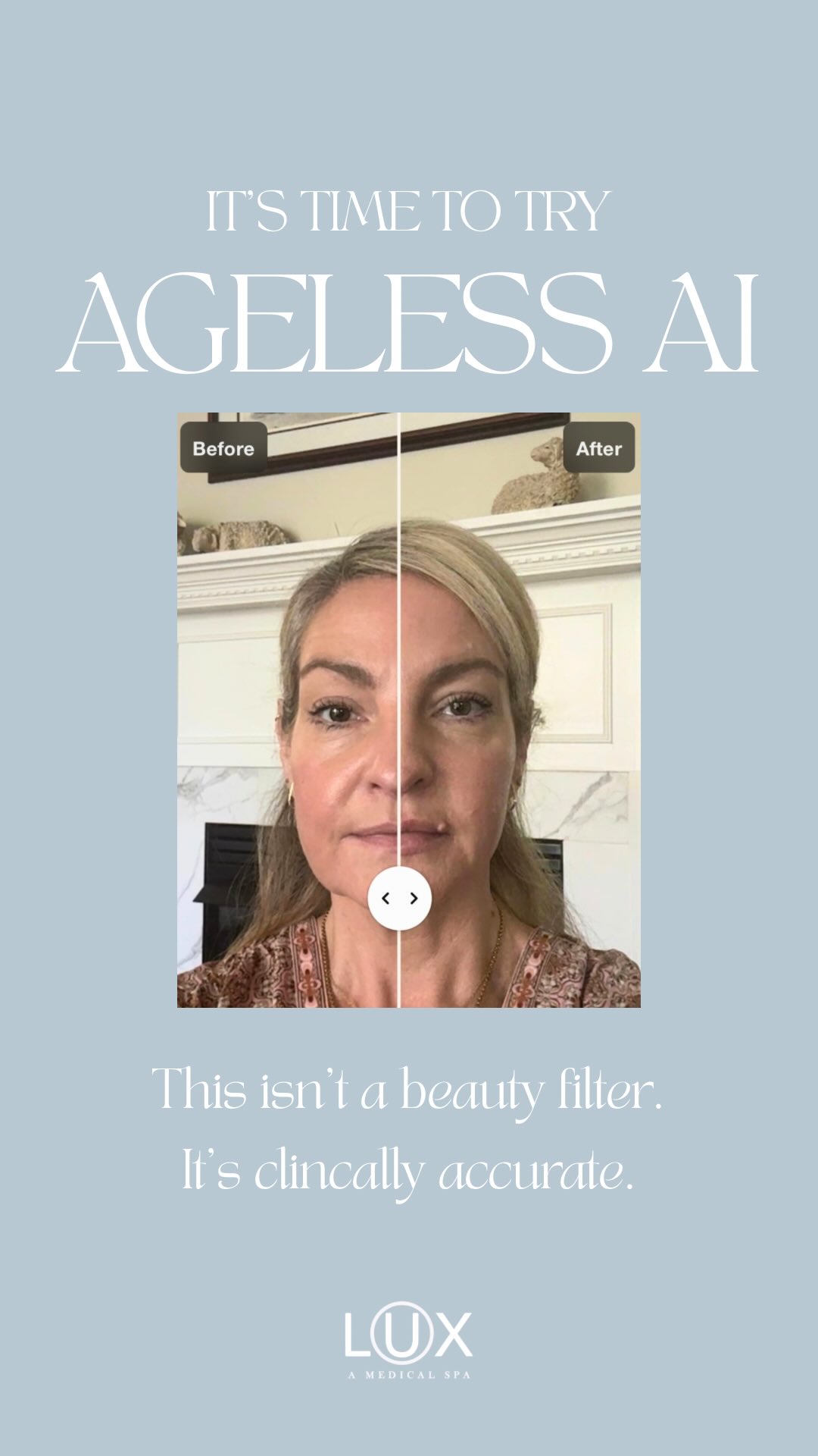 The #1 thing people say before their first appointment: “I just don’t know what to expect.”

This is our answer to that. 🪄 Ageless AI lets you see a personalized preview of your results. Botox, filler, and more, before you commit to anything. No pressure, no guessing.

Try it for free. Link in bio.

*AI-generated preview only. Results may vary.

#AgelessAI #Bluffton #HiltonHeadIsland #MedSpa